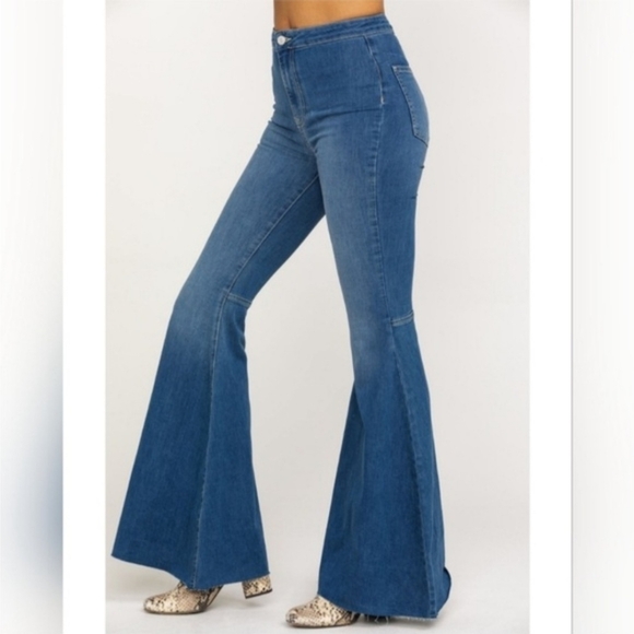New Free People Float On Flare Wide Flare High Rise Jeans Size 26 - Picture 1 of 14